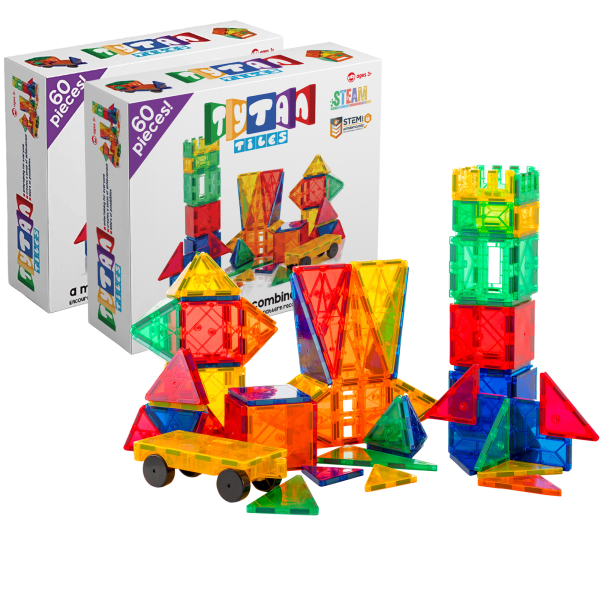 2-Pack: Tytan 60-Piece Magnetic Learning Tile Sets with Storage Bags