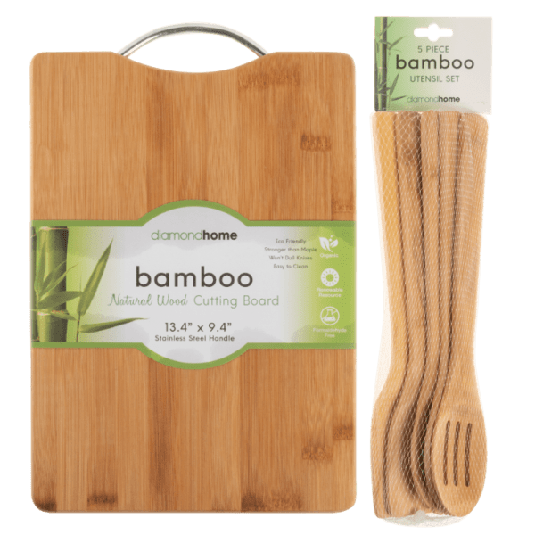 Diamond Home 6-Piece Bamboo Cutting Board & Utensil Set