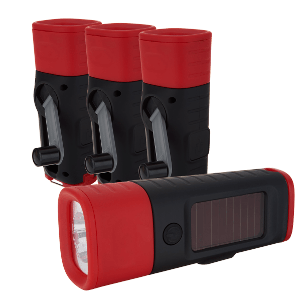 4-Pack: Portable Solar & Hand Crank LED Flashlight/Lanterns