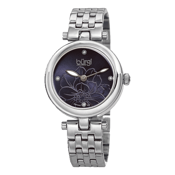 Burgi Quartz Diamond Floral Bracelet Watch