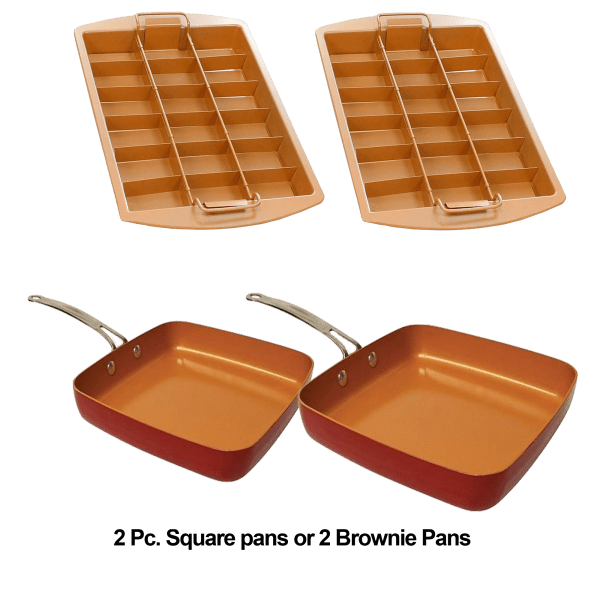 2-Pack: Red Copper Square Pans or Brownie Bonanza Pans