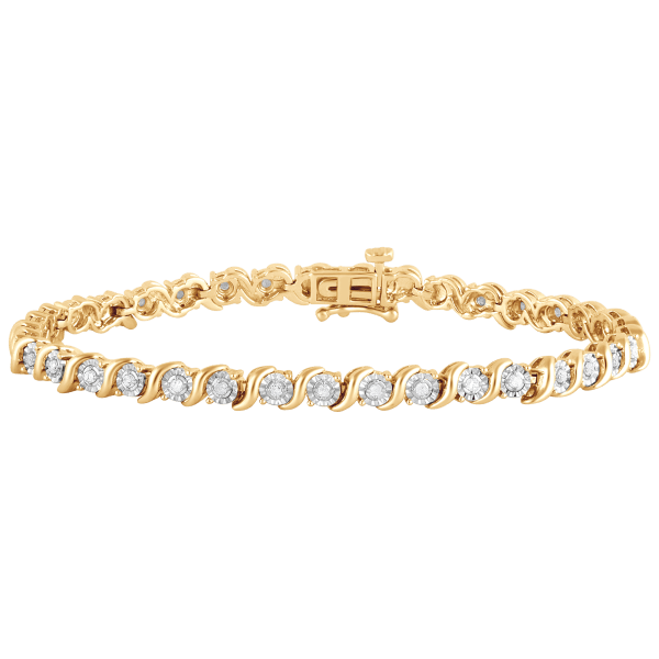 Diamond Muse 1/2 Carat TW Gold Plated Sterling Sliver Genuine Diamond Bracelet