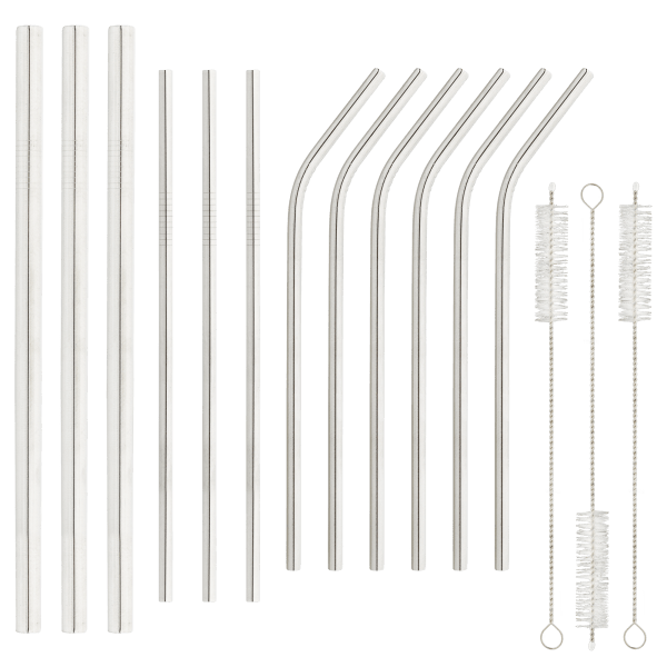 California Home Goods 12-Piece Stainless Steel Straws