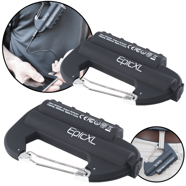 2-Pack: EpicXL 5000mAh Integrated Carabiner Powerbank