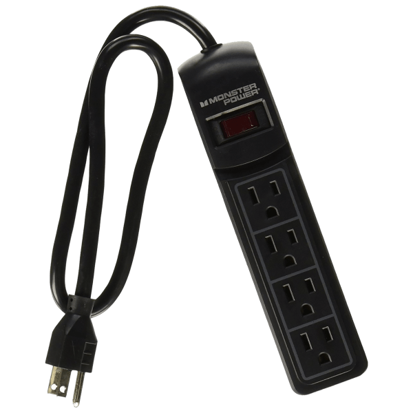 SideDeal 2PACK Monster 4Port Surge Protector Power Strip Black
