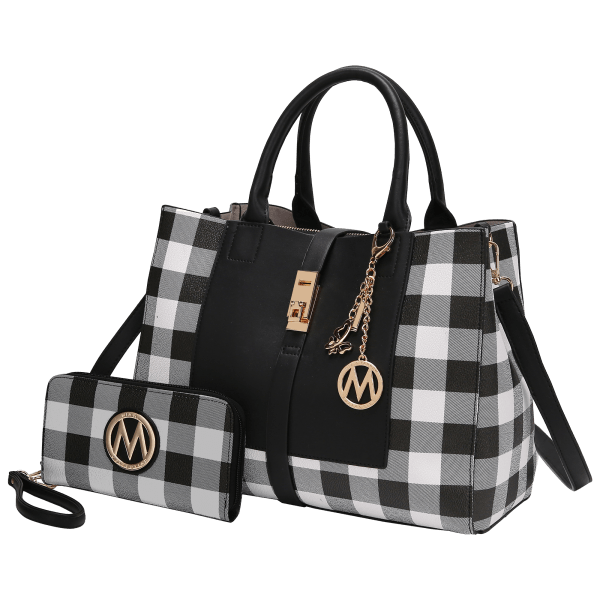 MorningSave: MKF Collection Yuliana Checkered Satchel Bag with Wallet ...