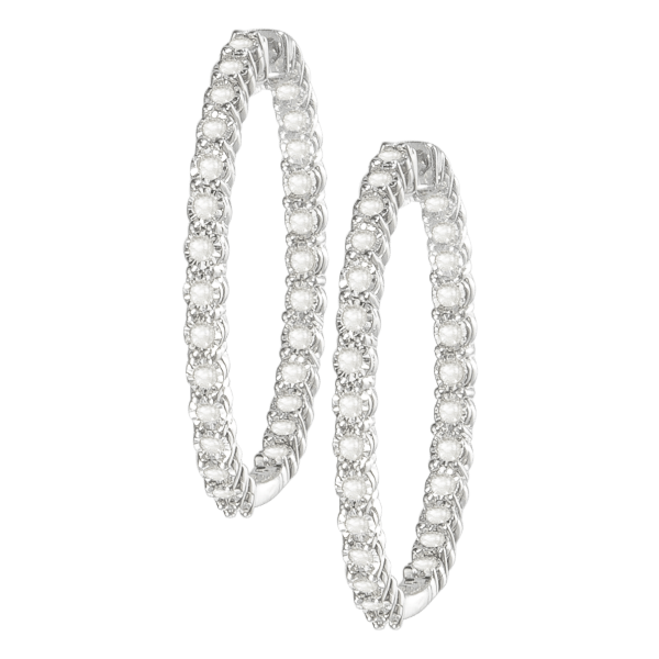 Brilliant Diamonds 1.0 Carat TW Genuine Diamond Hoop Earrings