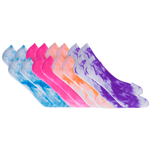 8-Pack: All Mixed Up Tie Dye Nylon Ped Socks