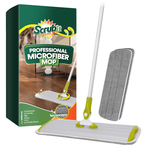 SCRUBIT Microfiber Mop with 2 Washable Pads