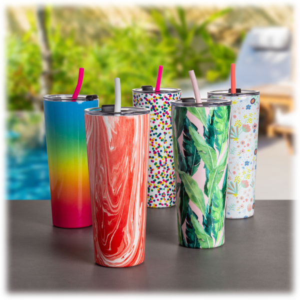 MorningSave 2Pack Cambridge 24oz Insulated Tumblers with Straws