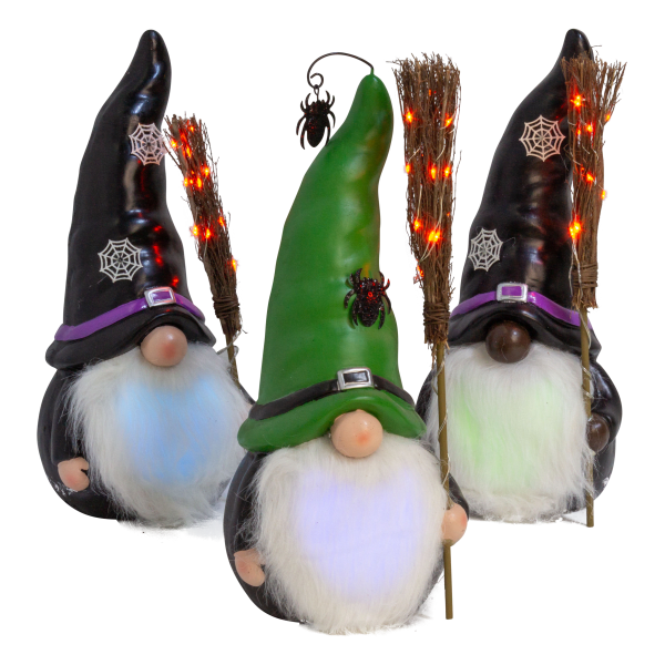 Wind And Weather 16" Witch Gnome With Color-Changing Beard With Timer