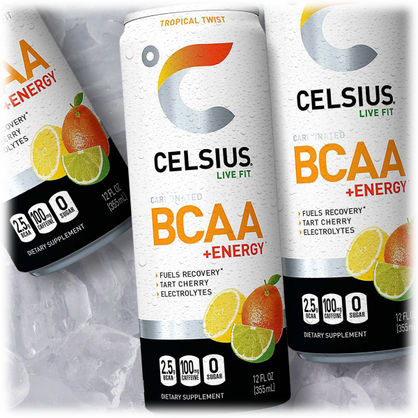 SideDeal 24Pack Celsius BCAA+ Energy Drink 12 oz (Tropical Twist)