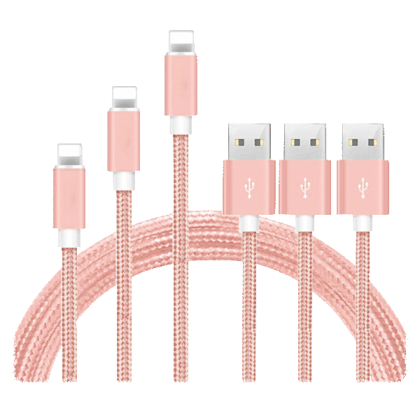 3-Pack: 10FT Fast Charge Heavy Duty Braided iPhone Lightning USB Cable