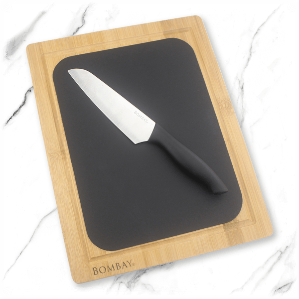 Meh Bombay Set of 2 Cutting Boards with 5" Santoku Knife