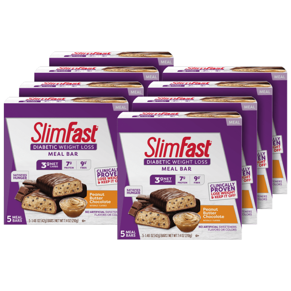 40-Pack: SlimFast Diabetic Weight Loss Meal Replacement Bars