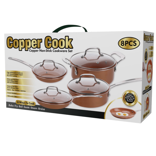 MorningSave Copper Cook 8Piece Nonstick Copper Pan Set