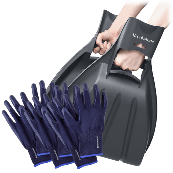 Brookstone Plastic Garden Hand Scoops and Set of 3 Garden Gloves