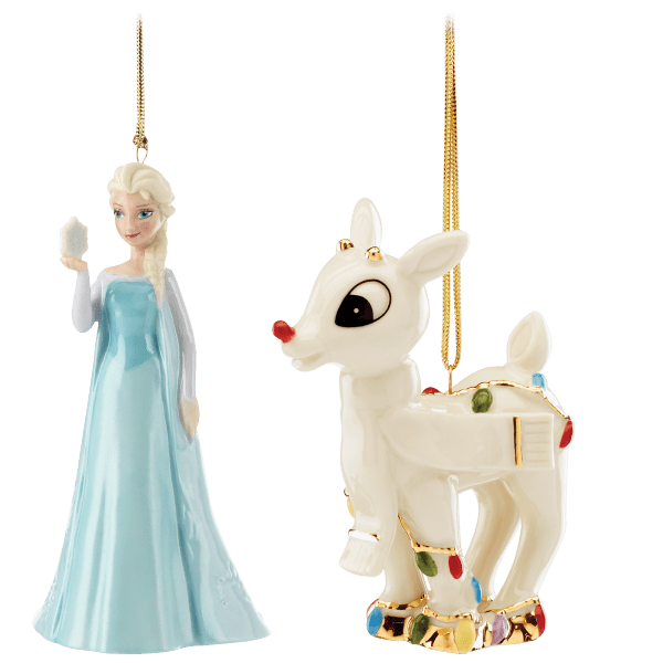 2-Pack: Lenox Rudolph's Christmas and Snow Queen Elsa Ornaments