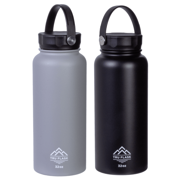 2-Pack: Truflask 32oz Double-Wall Vacuum-Insulated Stainless Steel Bottles