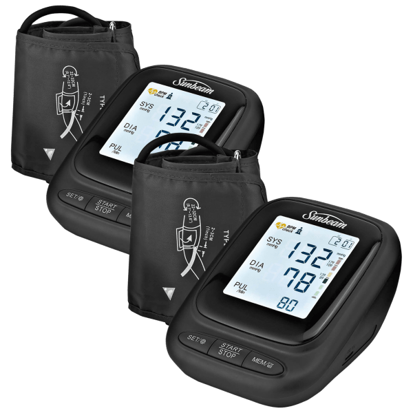 2-Pack: Sunbeam Upper Arm Blood Pressure Monitor with Voice Broadcast Technology