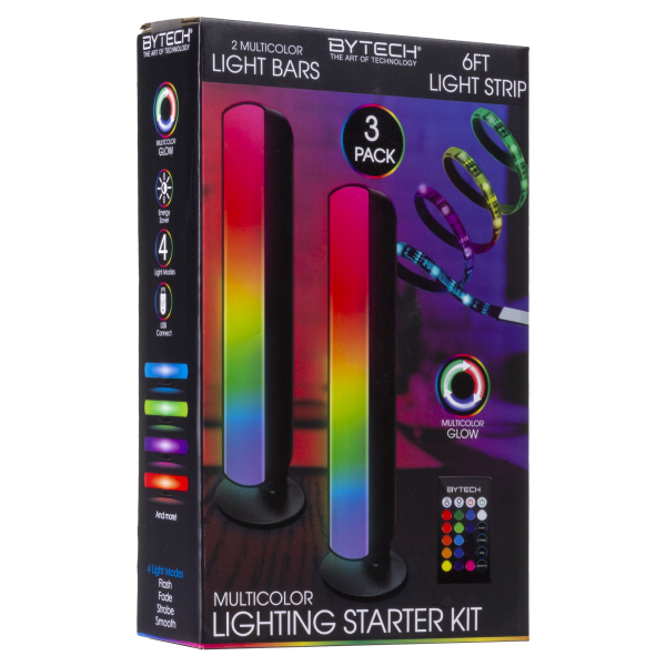Bytech Multicolor Lighting 3-Pack Starter Kit with Light Bars and a Light Strip