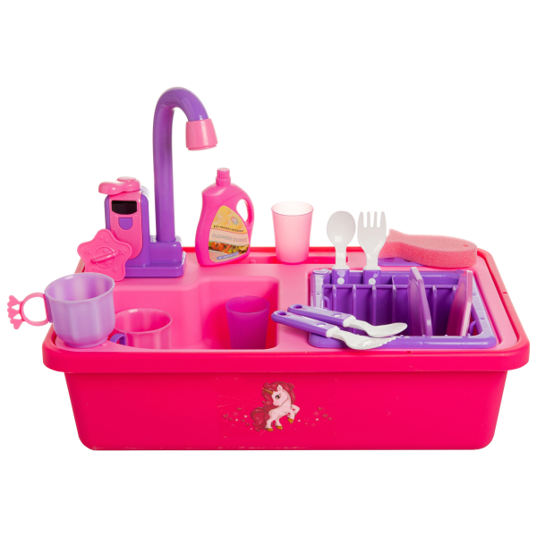 Toy Chef Unicorn Wash Up Kitchen Sink with Color Changing Plates