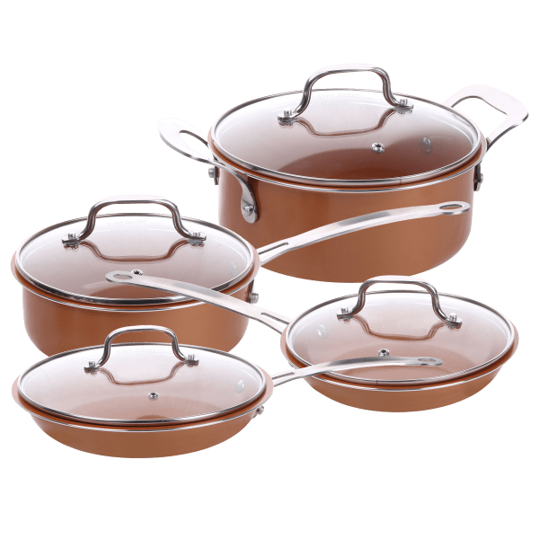 Copper Cook 8-Piece Nonstick Copper Pan Set