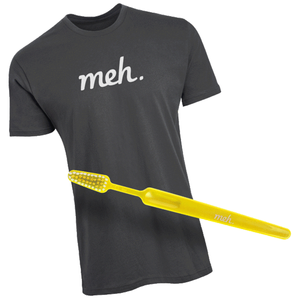 Heavy Metal Meh Logo Shirt and Random Color Meh Branded Toothbrush