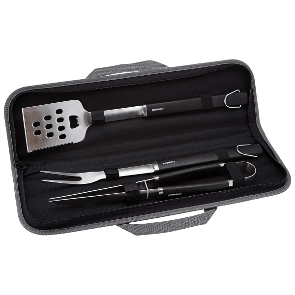 Amazon Basics 3-Piece BBQ Tool Set With Carry Case