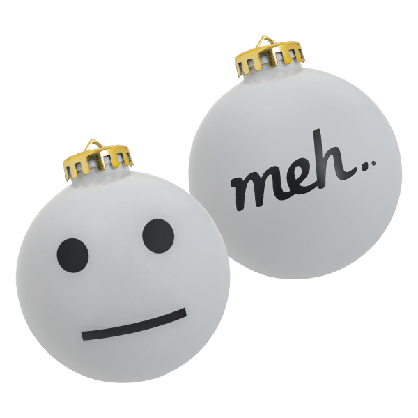 2-Pack: Meh Face Christmas Ornaments