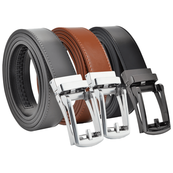 3-Pack: Men's Genuine Leather Ratchet Belts