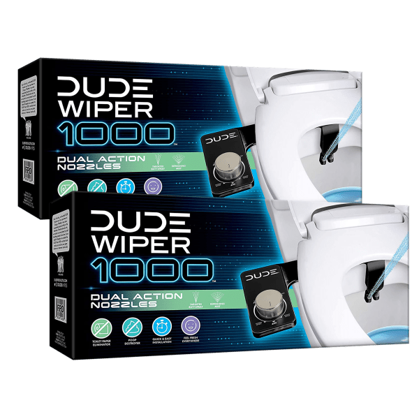 2-Pack: DUDE Wiper 1000 Self-Cleaning Dual-Nozzle Bidet Attachment