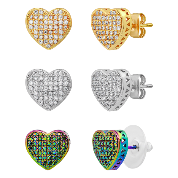 Steeltime Ladies .45ct Simulated Diamond Heart Earrings