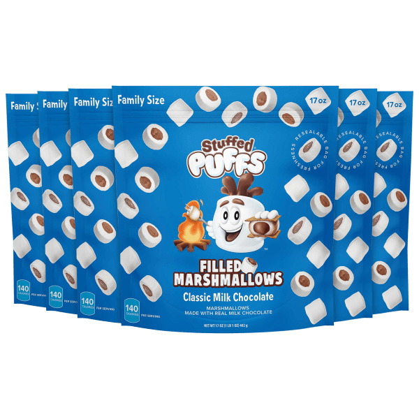 6-Pack: Family Size Stuffed Puffs Chocolate-Filled Marshmallows