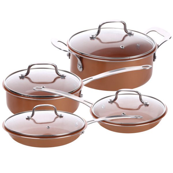 MorningSave Copper Cook 8Piece Nonstick Copper Pan Set