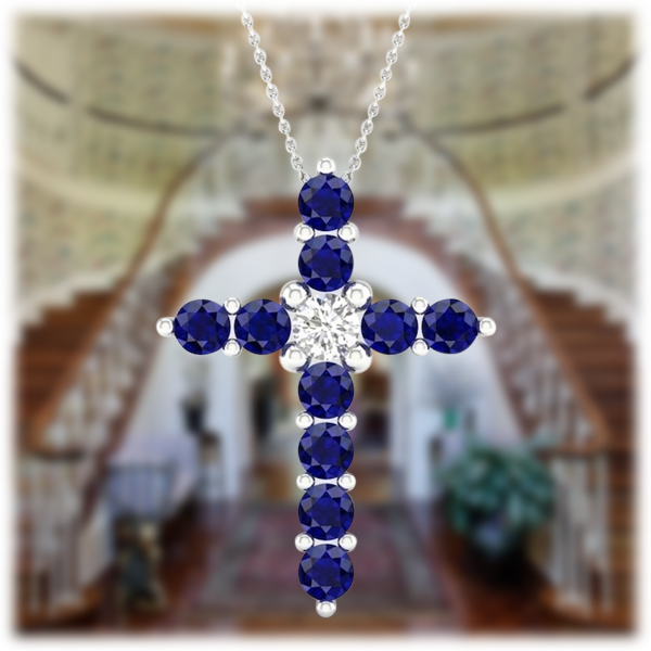 MorningSave Niss & Niflaot Elegant Birthstone Cross Necklaces in 18K