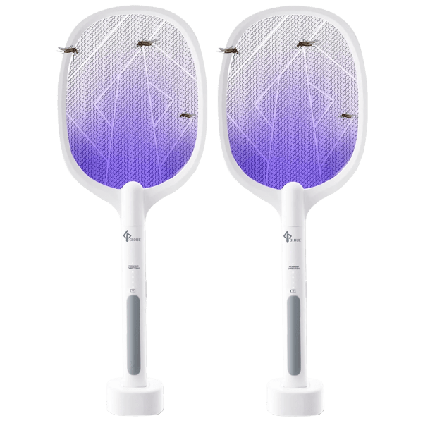 2-Pack: Gloue 3000 Volt Rechargeable Electric Fly Swatters with Stands