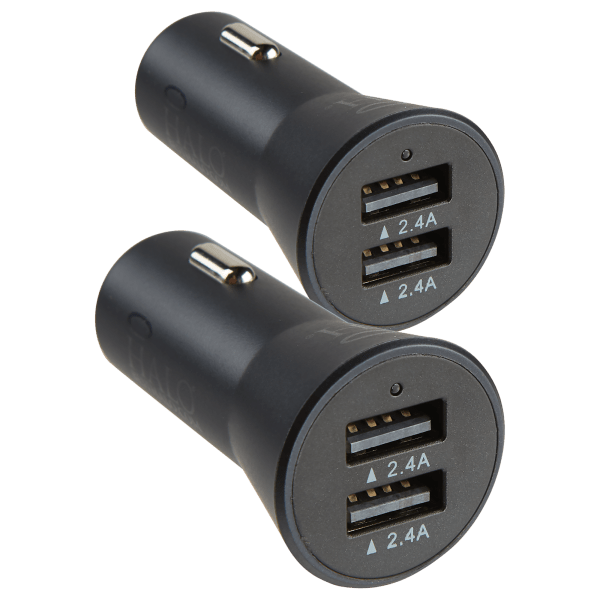 2-Pack: Halo Smart Charge Dual 2.4A Car Adapters