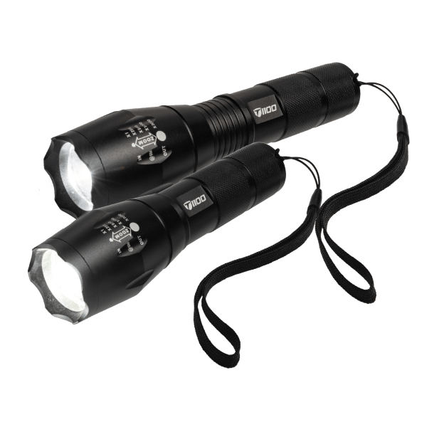 MorningSave 2Pack TacLight T1100 Rechargeable Tactical Flashlight Kit