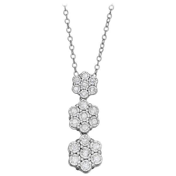 1/4 CT. T.W. Genuine Diamond Flower Linear Pendant Necklace in Sterling Silver