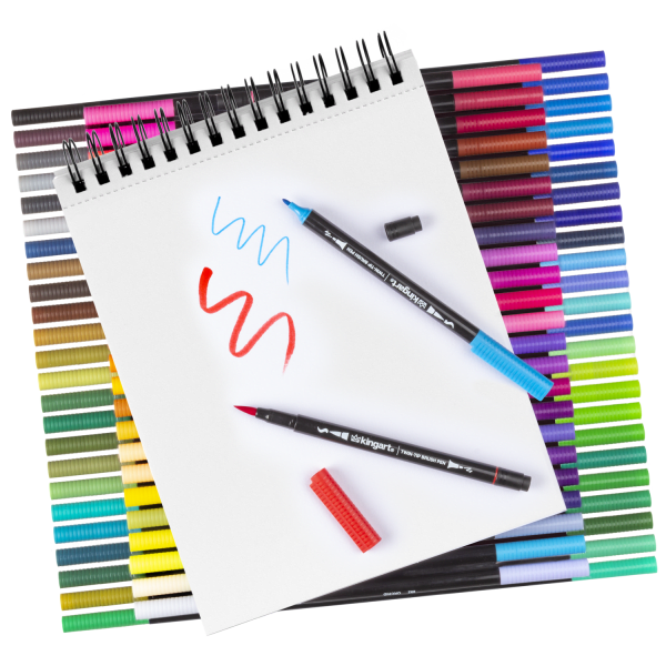 KingArt PRO Twin-Tip™ 96-Color Marker Set with 8"x10" 60 Sheet Mixed Media Pad