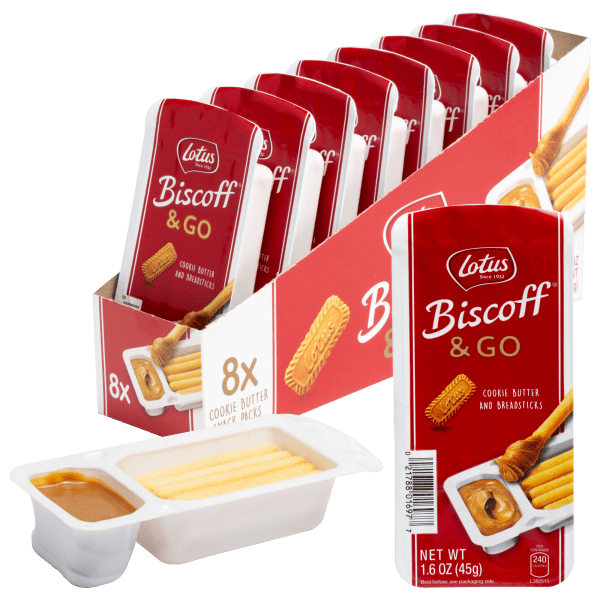 Lotus Biscoff & GO Cookie Butter and Breadsticks Snack Packs (Pack of 8)