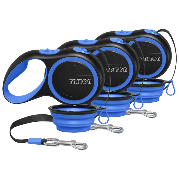 3-Pack: Triton 16-ft Retractable Dog Leash & Collapsible Water Bowl Set