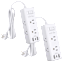 2-Pack: Clear Power 6-Outlet Surge Protector Power Strip with 3 USB Ports