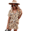 Krediz Women's Leopard Print Drawstring Top & Shorts Set