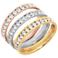 Steeltime Ladies Tritone Stainless Steel Simulated Diamond 3-Piece Ring Set