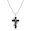 Iron Saints Stainless Steel Cross Pendant with Black Onyx & Wrapped Serpent