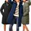 Bernardo Mid-Length Hooded Puffer Jacket with Bib