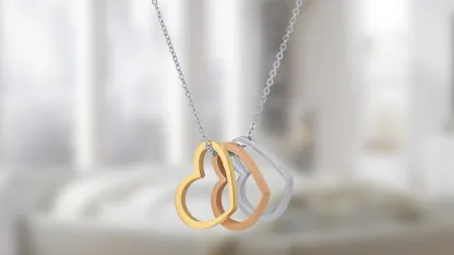 Steeltime Ladies Heart Necklace & Huggie Earring Set