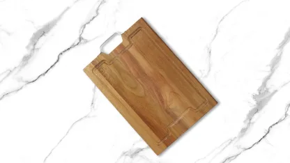 Bombay Acacia Wood Cutting Board With Metal Handle